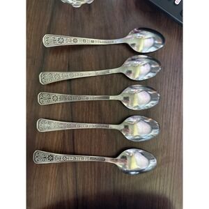 Interpur Stainless Korea Floral Teaspoons Set of 5 Vintage Flatware Silverware
